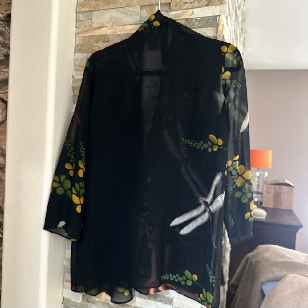 Citron Santa Monica Black and Yellow Kimono Jacket size medium